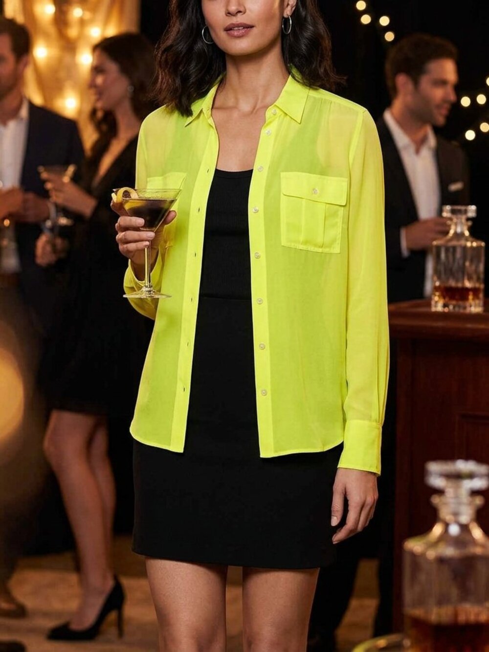 J. Crew Women Silk Blouse 12 Yellow Sheer Long Sleeve Collared